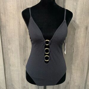 Shade & Shore Black Golden Embellished One Piece Suit New With Tags Womens Small